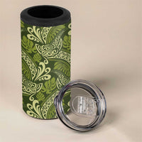 Olive Green Monstera 4 in 1 Can Cooler Tumbler Polynesian Tribal Pattern - Polynesian Pride