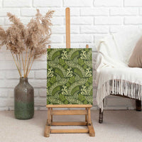 Olive Green Monstera Canvas Wall Art Polynesian Tribal Pattern - Polynesian Pride