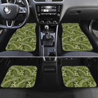 Olive Green Monstera Car Mats Polynesian Tribal Pattern - Polynesian Pride