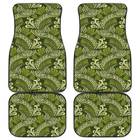 Olive Green Monstera Car Mats Polynesian Tribal Pattern - Polynesian Pride