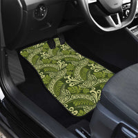 Olive Green Monstera Car Mats Polynesian Tribal Pattern - Polynesian Pride