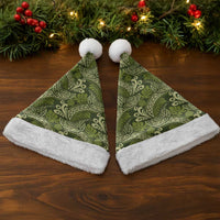 Olive Green Monstera Christmas Santa Hat Polynesian Tribal Pattern - Polynesian Pride
