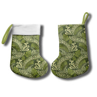 Olive Green Monstera Christmas Stocking Polynesian Tribal Pattern - Polynesian Pride