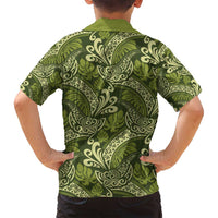 Olive Green Monstera Family Matching Summer Maxi Dress and Hawaiian Shirt Polynesian Tribal Pattern - Polynesian Pride