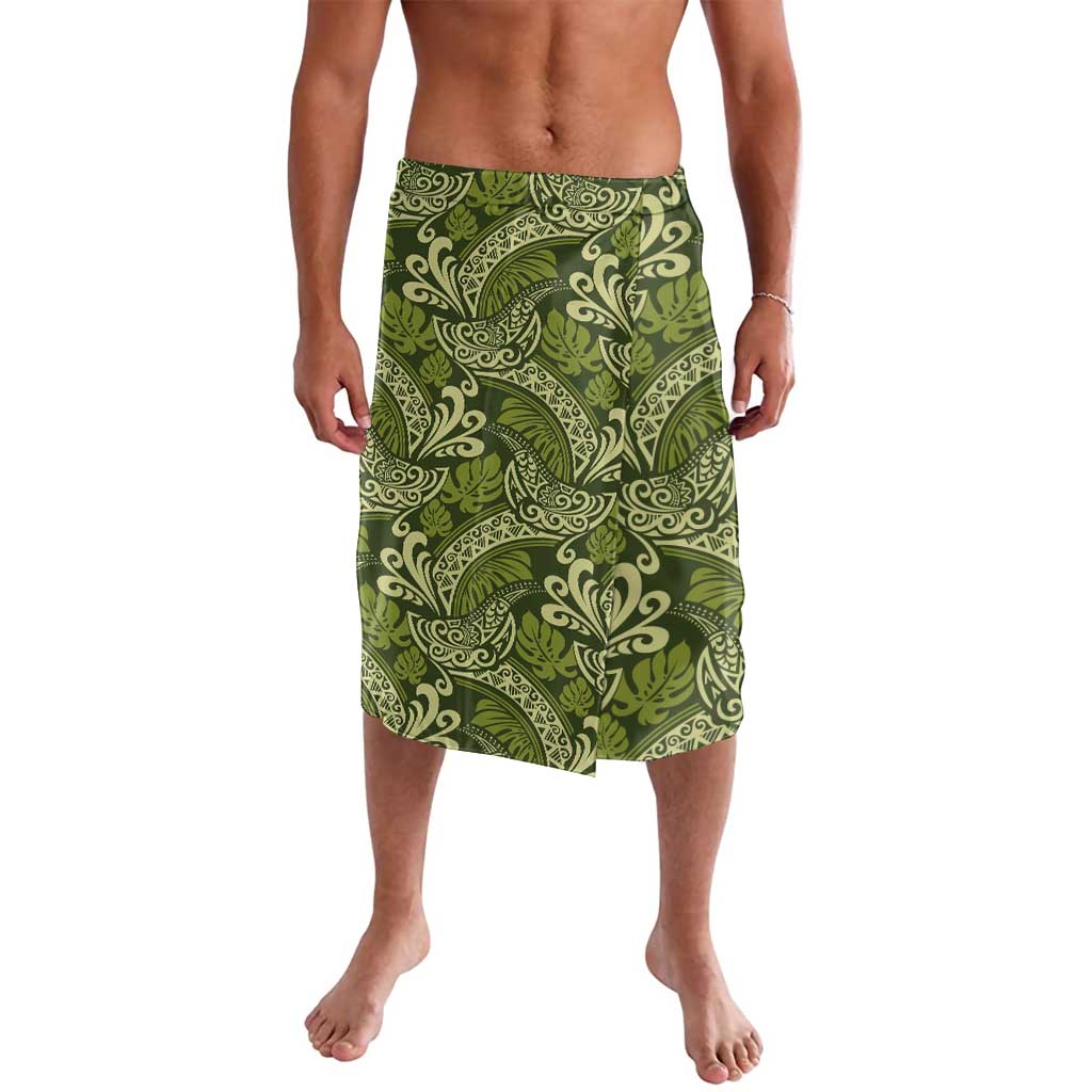 Olive Green Monstera Lavalava Polynesian Tribal Pattern - Polynesian Pride