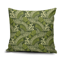 Olive Green Monstera Pillow Cover Polynesian Tribal Pattern - Polynesian Pride
