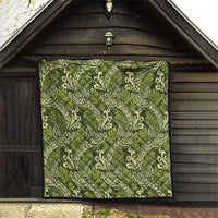 Olive Green Monstera Quilt Polynesian Tribal Pattern - Polynesian Pride