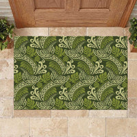 Olive Green Monstera Rubber Doormat Polynesian Tribal Pattern - Polynesian Pride
