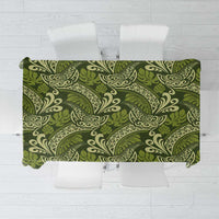 Olive Green Monstera Tablecloth Polynesian Tribal Pattern - Polynesian Pride