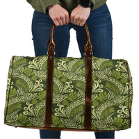 Olive Green Monstera Travel Bag Polynesian Tribal Pattern - Polynesian Pride