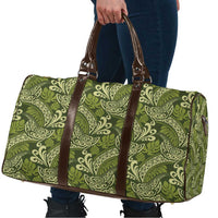 Olive Green Monstera Travel Bag Polynesian Tribal Pattern - Polynesian Pride