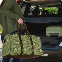 Olive Green Monstera Travel Bag Polynesian Tribal Pattern - Polynesian Pride