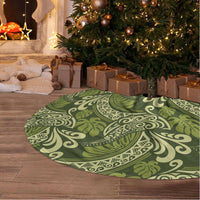 Olive Green Monstera Tree Skirt Polynesian Tribal Pattern - Polynesian Pride