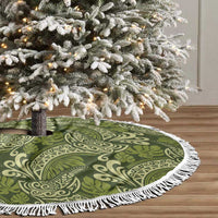 Olive Green Monstera Tree Skirt Polynesian Tribal Pattern - Polynesian Pride
