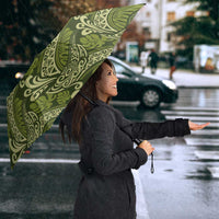Olive Green Monstera Umbrella Polynesian Tribal Pattern - Polynesian Pride