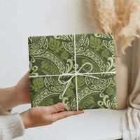 Olive Green Monstera Wrapping Paper Polynesian Tribal Pattern - Polynesian Pride