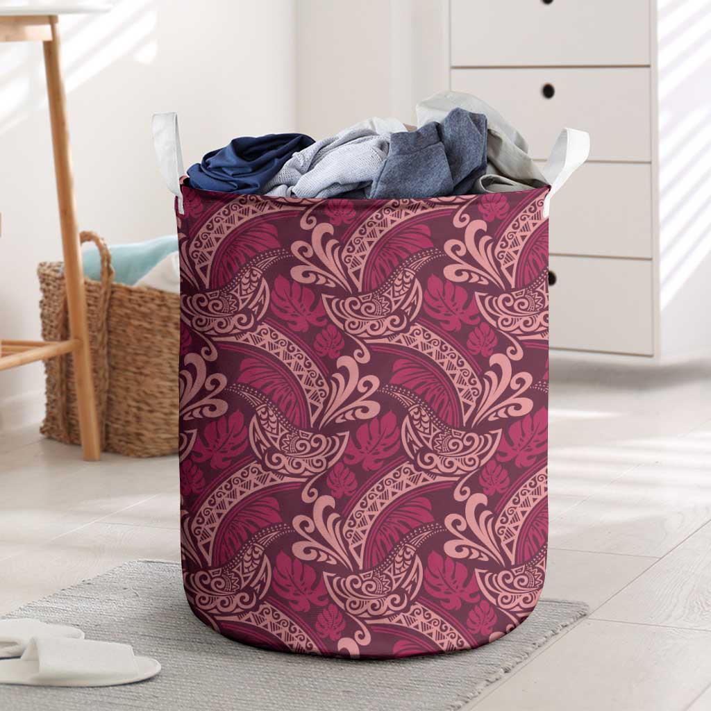 Sweet Pink Monstera Laundry Basket Polynesian Tribal Pattern - Polynesian Pride