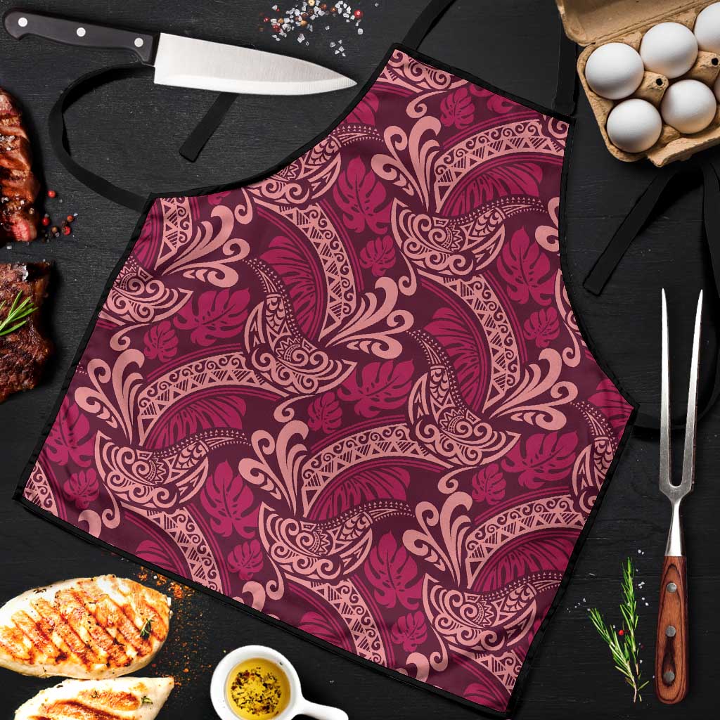 Sweet Pink Monstera Apron Polynesian Tribal Pattern - Polynesian Pride