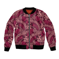 Sweet Pink Monstera Bomber Jacket Polynesian Tribal Pattern - Polynesian Pride