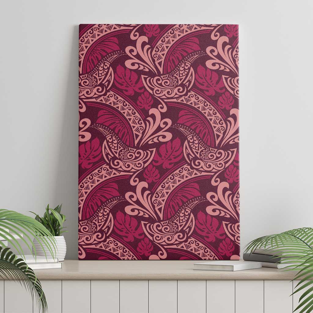 Sweet Pink Monstera Canvas Wall Art Polynesian Tribal Pattern - Polynesian Pride
