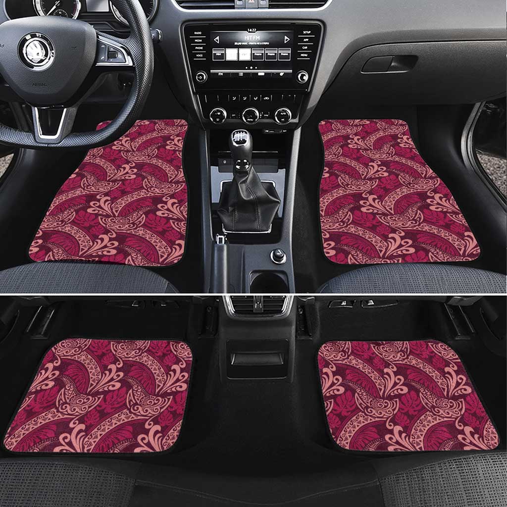 Sweet Pink Monstera Car Mats Polynesian Tribal Pattern - Polynesian Pride