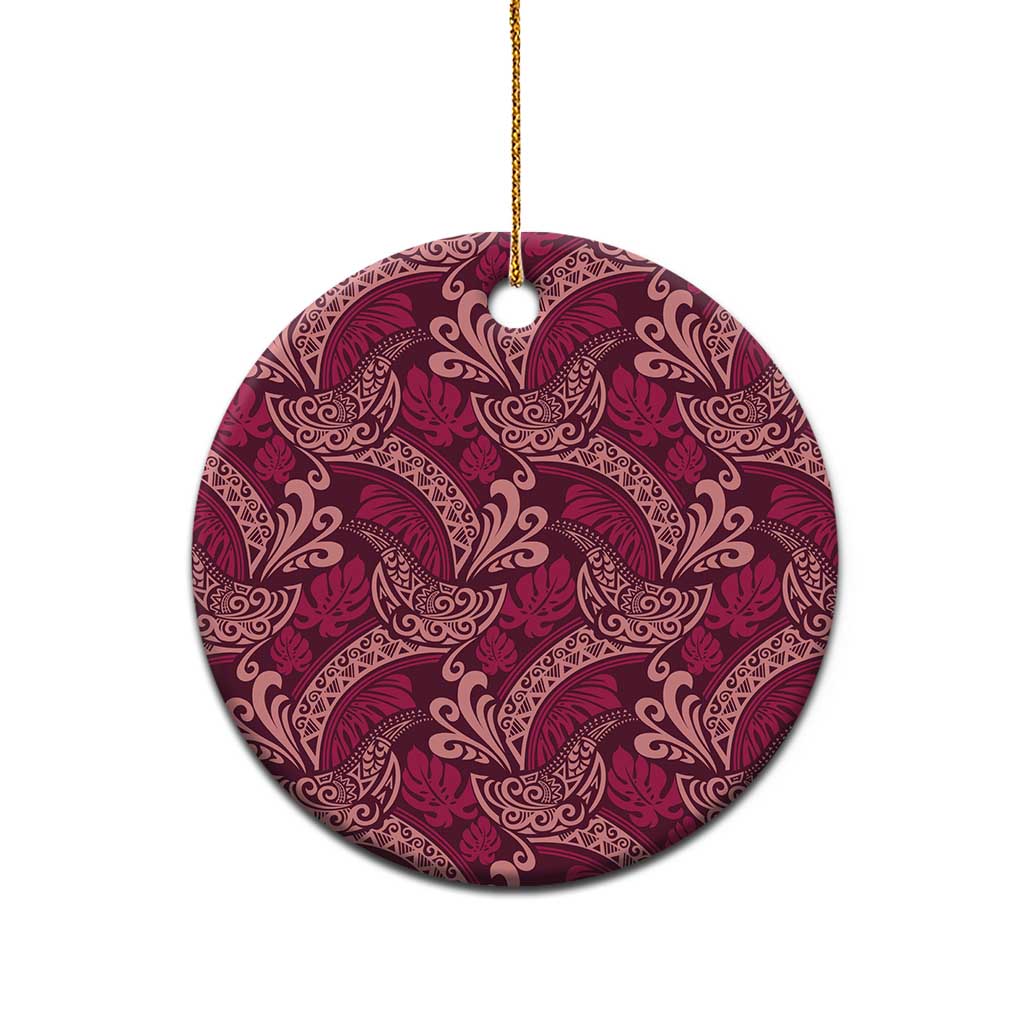 Sweet Pink Monstera Ceramic Ornament Polynesian Tribal Pattern - Polynesian Pride