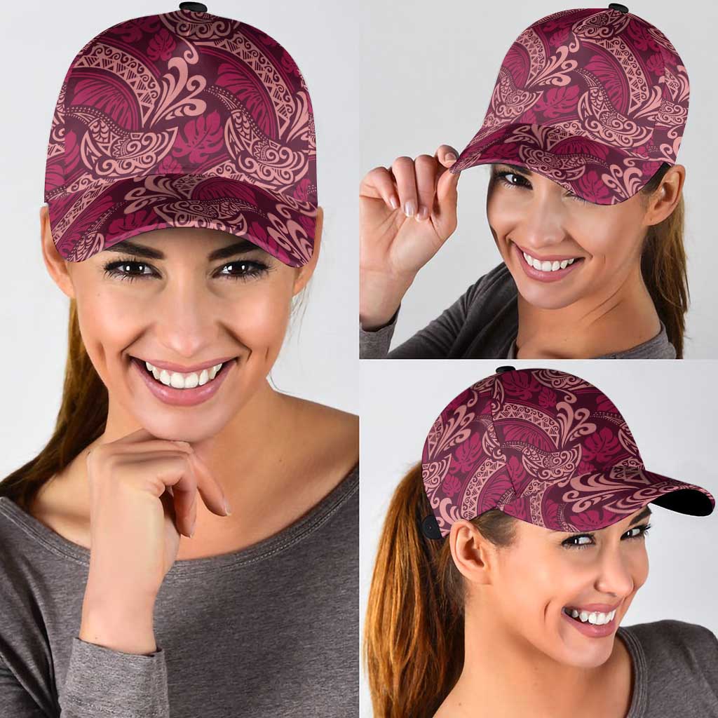 Sweet Pink Monstera Classic Cap Polynesian Tribal Pattern - Polynesian Pride