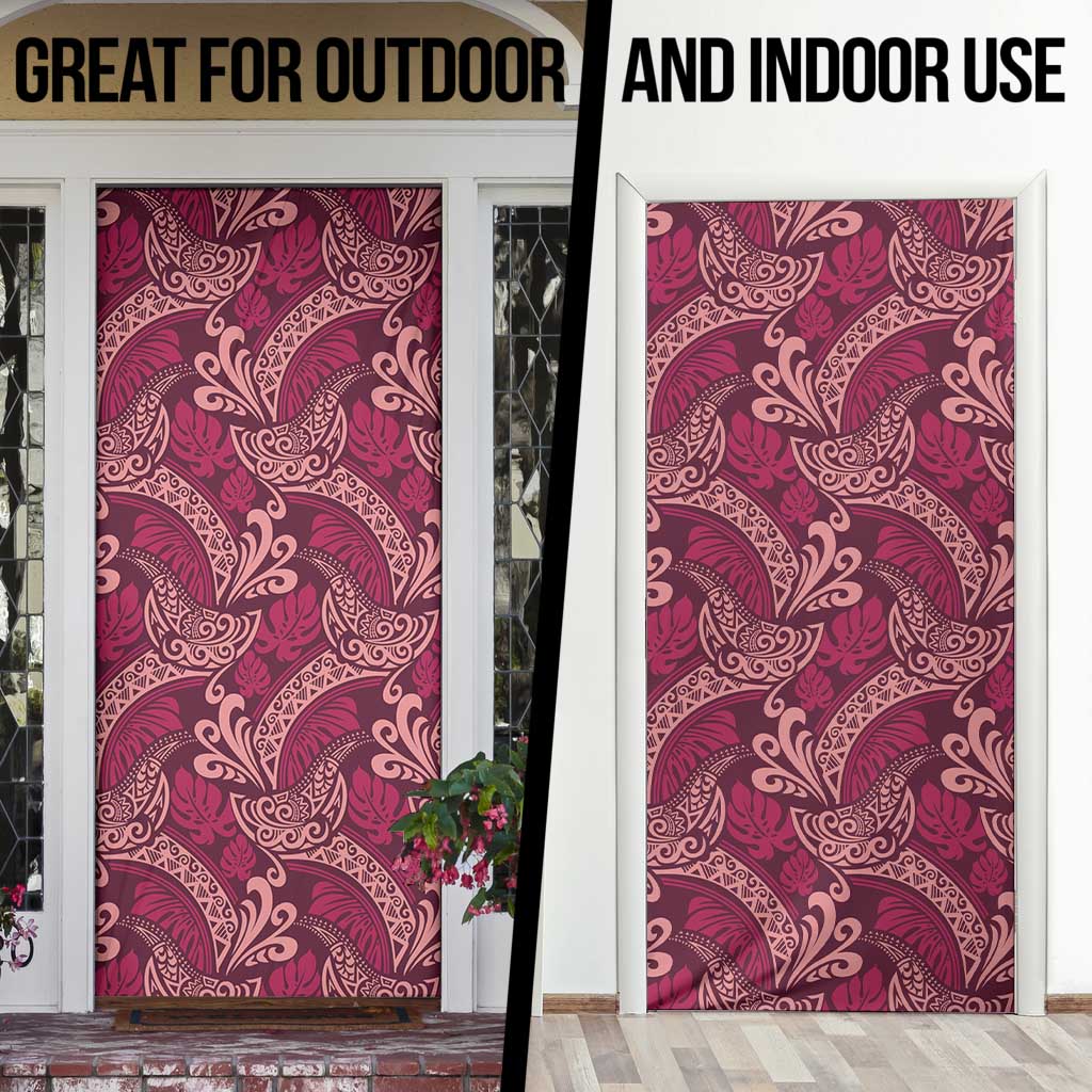 Sweet Pink Monstera Door Cover Polynesian Tribal Pattern - Polynesian Pride