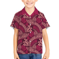 Sweet Pink Monstera Kid Hawaiian Shirt Polynesian Tribal Pattern - Polynesian Pride