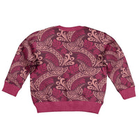 Sweet Pink Monstera Kid Ugly Christmas Sweater Polynesian Tribal Pattern - Polynesian Pride