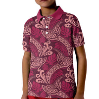 Sweet Pink Monstera Kid Polo Shirt Polynesian Tribal Pattern - Polynesian Pride