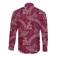 Sweet Pink Monstera Long Sleeve Button Shirt Polynesian Tribal Pattern - Polynesian Pride