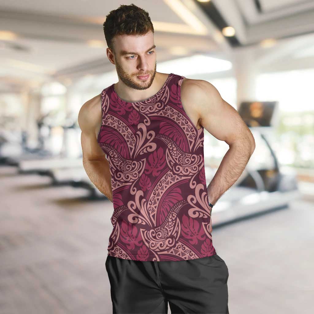 Sweet Pink Monstera Men Tank Top Polynesian Tribal Pattern - Polynesian Pride
