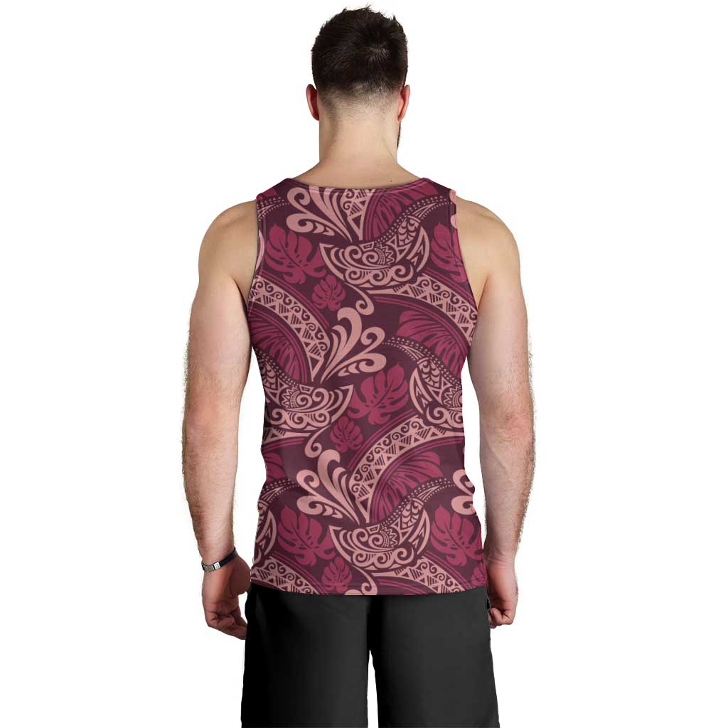 Sweet Pink Monstera Men Tank Top Polynesian Tribal Pattern - Polynesian Pride