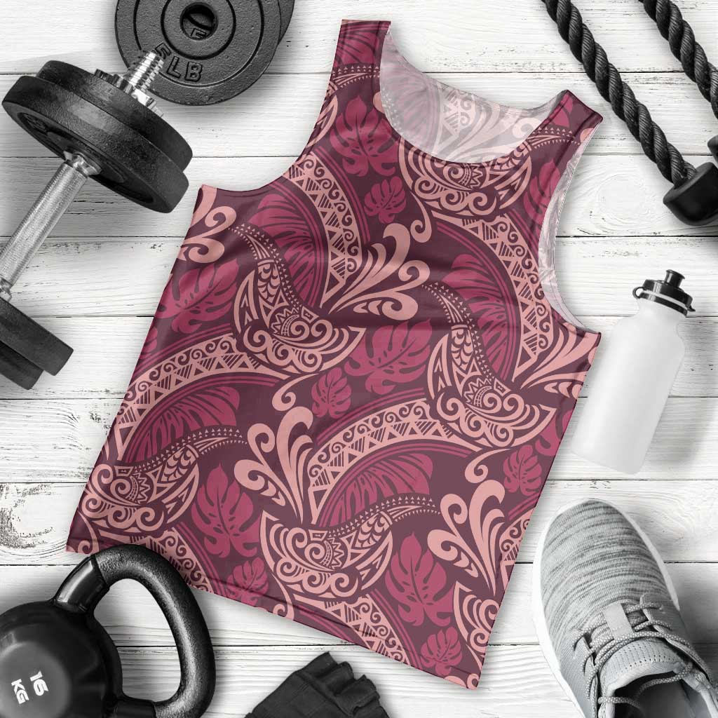 Sweet Pink Monstera Men Tank Top Polynesian Tribal Pattern - Polynesian Pride