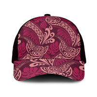 Sweet Pink Monstera Mesh Trucker Cap Polynesian Tribal Pattern - Polynesian Pride