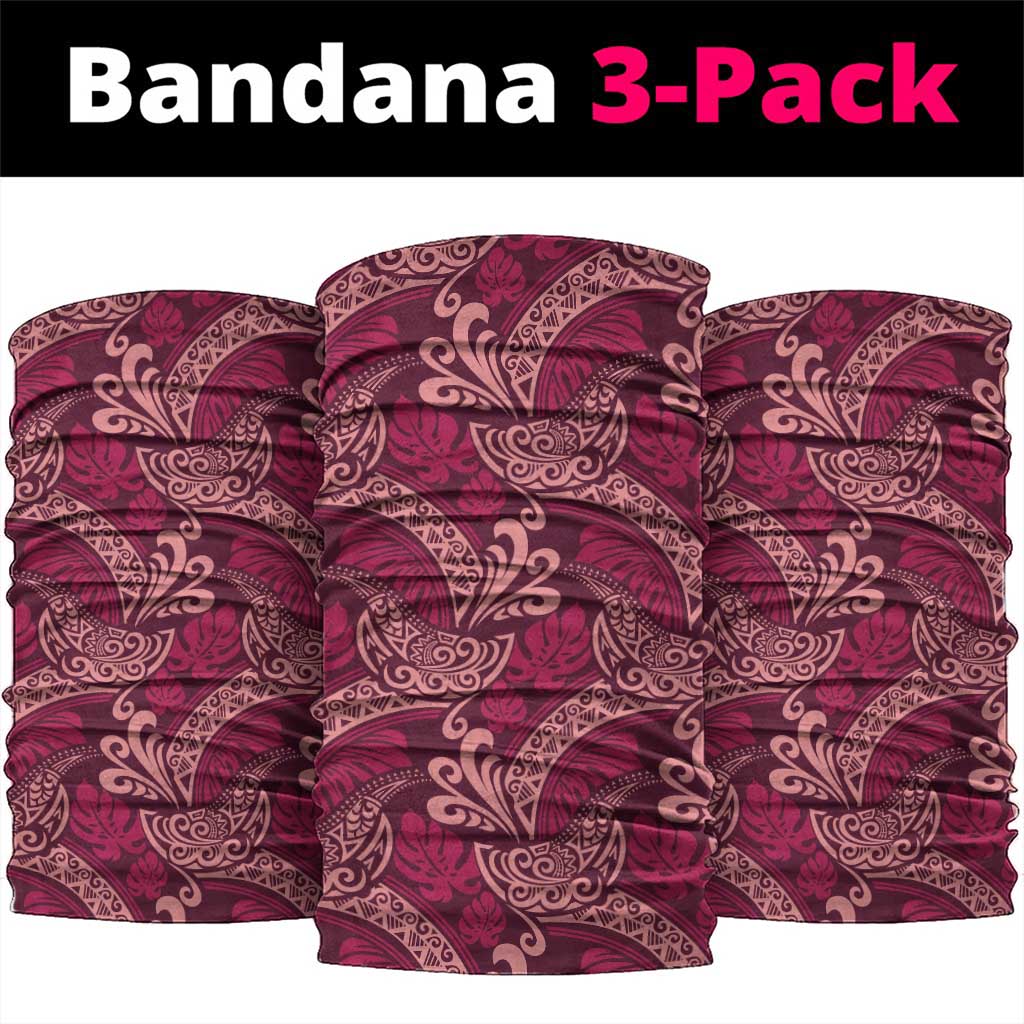 Sweet Pink Monstera Neck Gaiter Polynesian Tribal Pattern - Polynesian Pride
