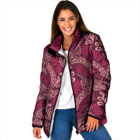 Sweet Pink Monstera Padded Jacket Polynesian Tribal Pattern - Polynesian Pride