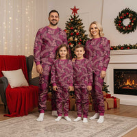 Sweet Pink Monstera Christmas Pajama Set Polynesian Tribal Pattern - Polynesian Pride