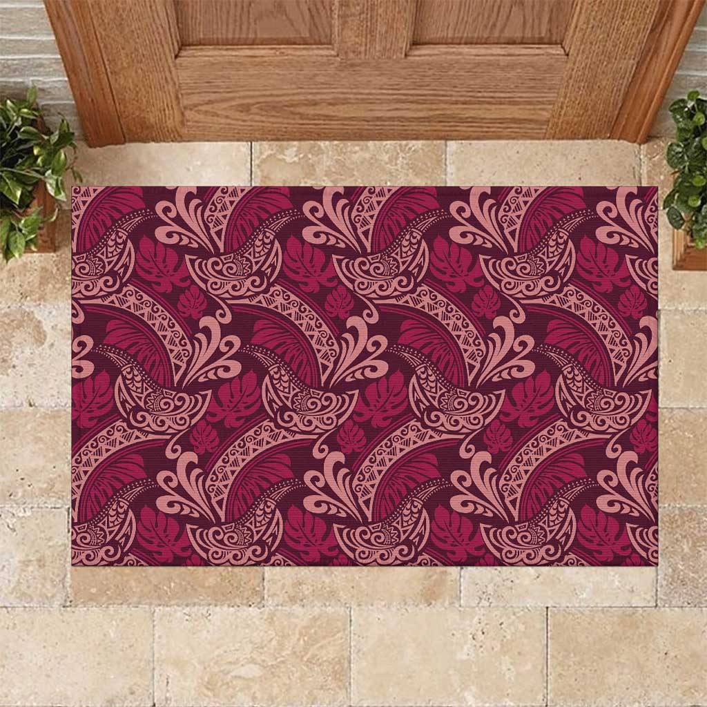 Sweet Pink Monstera Rubber Doormat Polynesian Tribal Pattern - Polynesian Pride