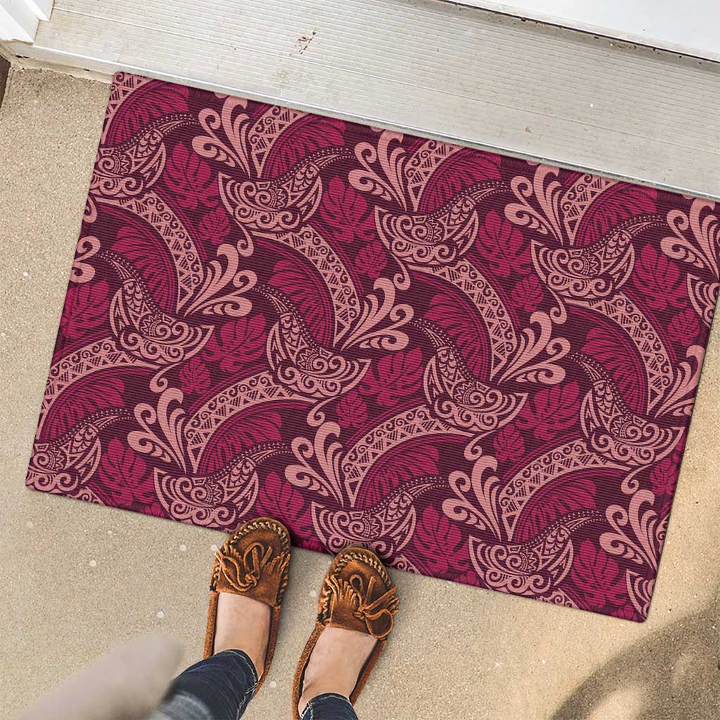 Sweet Pink Monstera Rubber Doormat Polynesian Tribal Pattern - Polynesian Pride