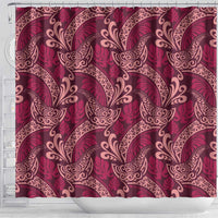 Sweet Pink Monstera Shower Curtain Polynesian Tribal Pattern - Polynesian Pride