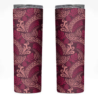 Sweet Pink Monstera Skinny Tumbler Polynesian Tribal Pattern - Polynesian Pride