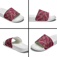 Sweet Pink Monstera Slide Sandals Polynesian Tribal Pattern - Polynesian Pride