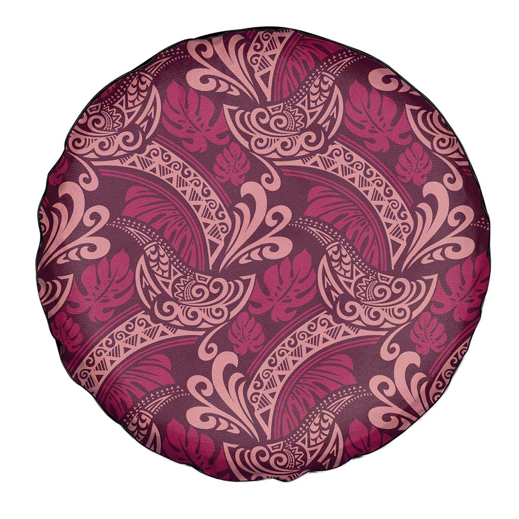 Sweet Pink Monstera Spare Tire Cover Polynesian Tribal Pattern - Polynesian Pride