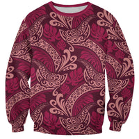 Sweet Pink Monstera Sweatshirt Polynesian Tribal Pattern - Polynesian Pride