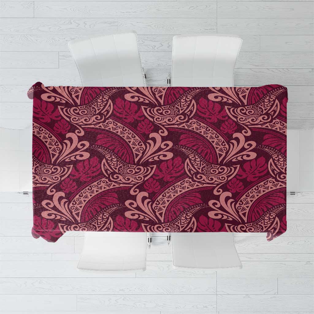 Sweet Pink Monstera Tablecloth Polynesian Tribal Pattern - Polynesian Pride