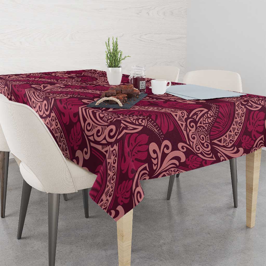 Sweet Pink Monstera Tablecloth Polynesian Tribal Pattern - Polynesian Pride