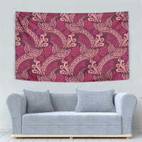 Sweet Pink Monstera Tapestry Polynesian Tribal Pattern - Polynesian Pride