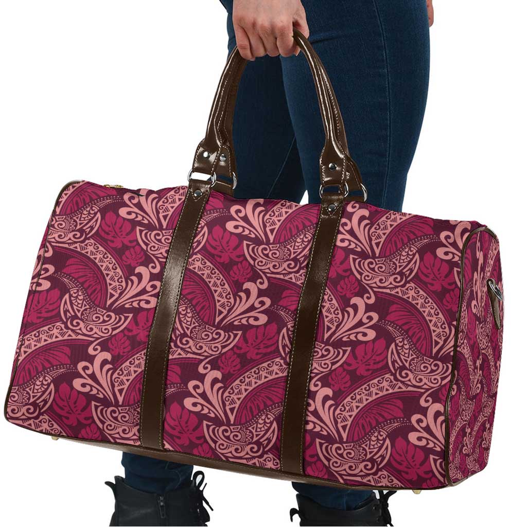 Sweet Pink Monstera Travel Bag Polynesian Tribal Pattern - Polynesian Pride